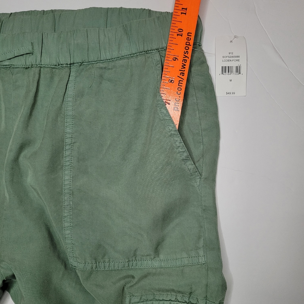 Saks Fifth Avenue Cargo Pants Women's Green Medium Elastic Tie Waist Boho Casual - Picture 11 of 11